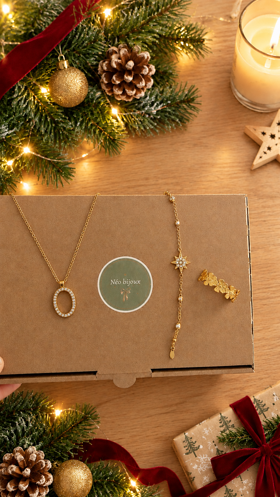 Calendrier de l'avent doré avec boucles d'oreilles